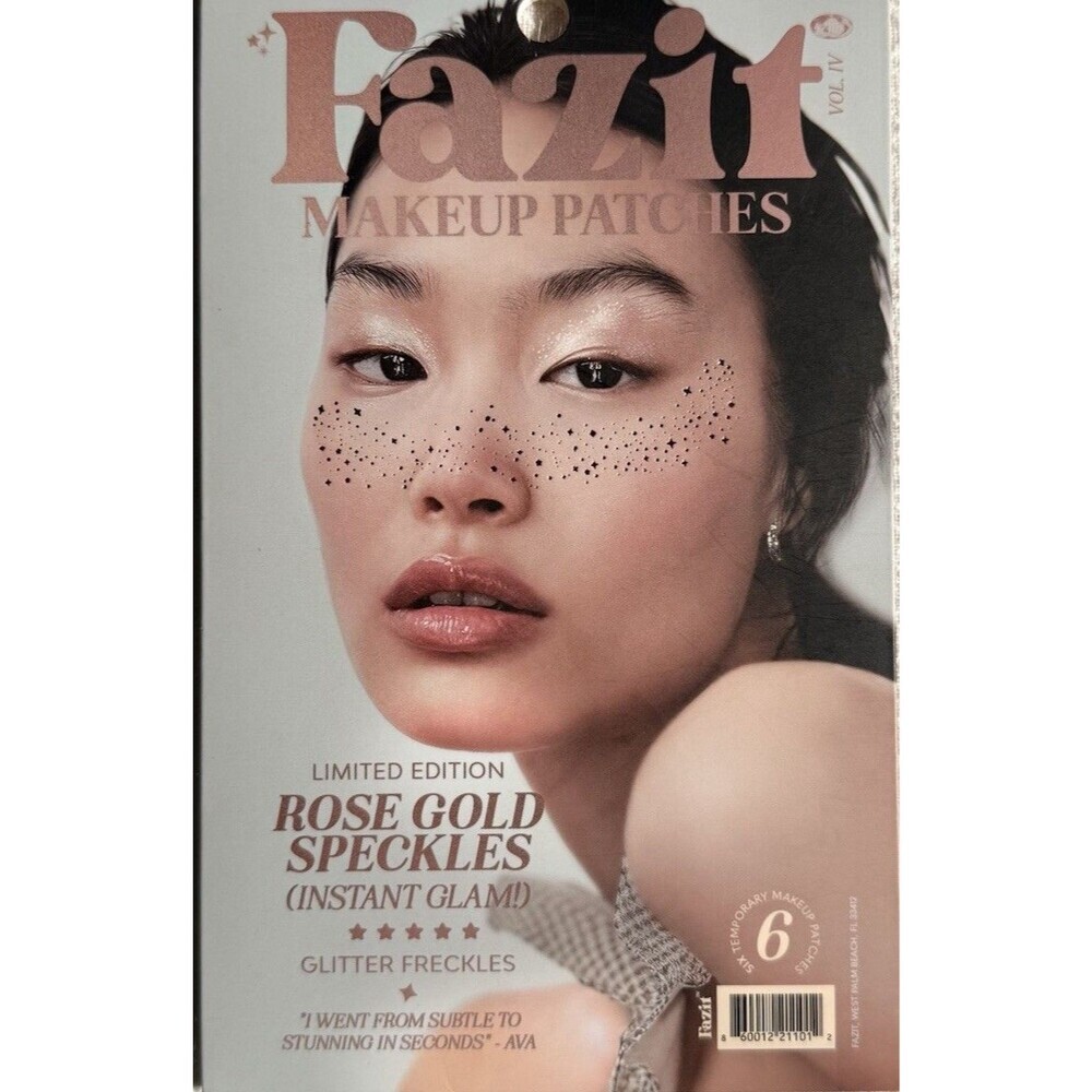Makeup Patches - Rose Gold - Face Glitter Speckles Freckles Glow Up, Pack of 6